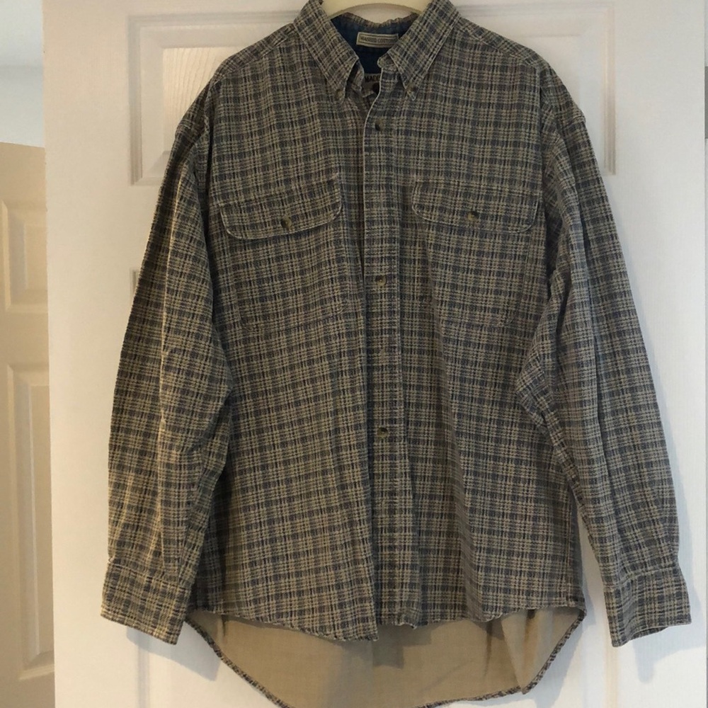 Madison Trader blue cream patterned button up shirt size large